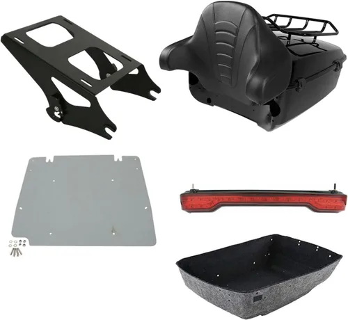 Miniatura 33 de TCMT King - Caja para maletero de motocicleta, almohadilla para respaldo, portaequipajes, altavoces, luces laterales, luz trasera para Harley