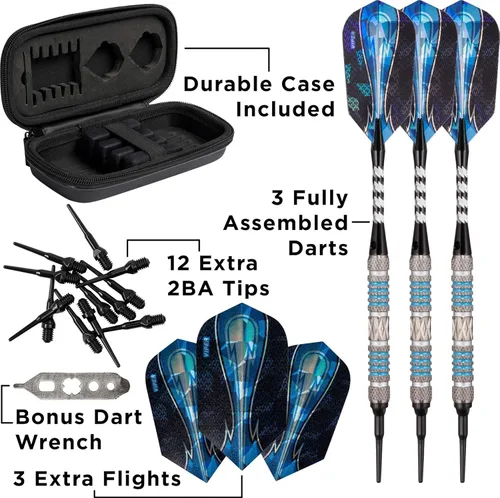 Miniatura 5 de Viper Astro - Juego de dardos de punta suave de 80% tungsteno con estuche anillos azules