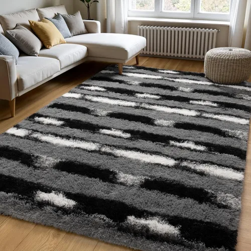 Miniatura 67 de Zentavio Alfombras de área para sala de estar, alfombras grises para dormitorio, alfombra de 4 x 6, alfombra mullida, peluda y suave, shag estética