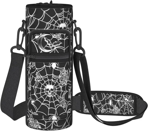 Miniatura 31 de Goth Moon Botella de agua de medio galón con funda - Botella de agua con tapa abatible sin BPA de 32 onzas - con marcador de tiempo, jarra de agua a