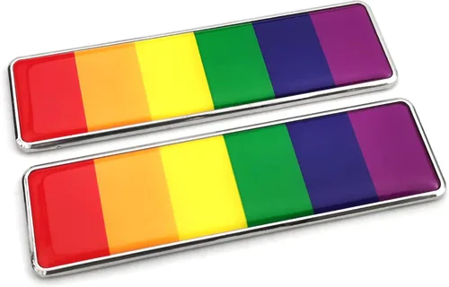 Miniatura 4 de PTDecals Un par de calcomanías de emblema de arco iris 3D de metal Pride Decals Universal Auto Hogar Oficina Insignia Adhesivo Decal 104.5 * 30mm