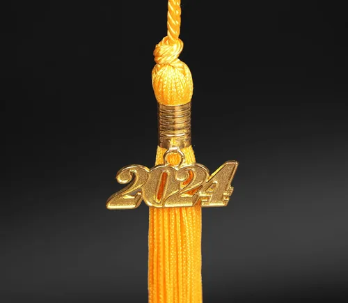 Miniatura 2 de Abalorio de año de graduación 2024 para gorra de graduación y borla, dijes dorados para fabricación de joyas, dije de pedante de clase 2024