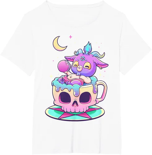 Miniatura 112 de Kawaii Pastel Goth Cute espeluznante Pentáculo Baphomet - Camiseta de cabra, Negro