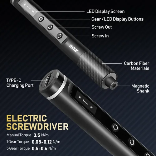 Miniatura 3 de Juego de destornilladores pequeños, destornillador eléctrico 71 en 1 inalámbrico con luz LED, 5 ajustes de torque, MAX 0.6Nm, juego de 42 puntas