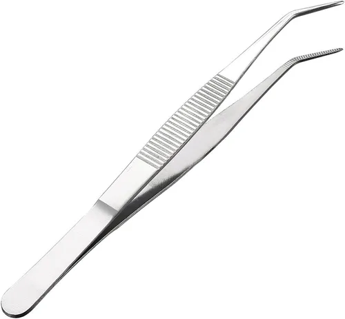Miniatura 5 de uxcell Pinzas de acero inoxidable de 5 pulgadas con punta dentada curvada y puntiaguda
