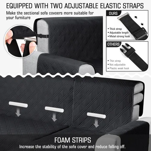 Miniatura 6 de TAOCOCO Fundas de Sofá Seccional 100% Impermeables en Forma de L, Fundas de Sofá de 3 Piezas, Funda de Chaise Lounge para Mascotas y Niños, Fundas