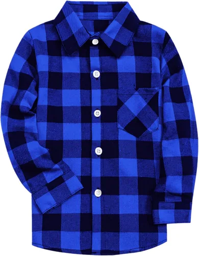 SANGTREE - Camisas casuales para hombre y niño, diseño de franela a cuadros y manga larga, tallas desde los 3meses hasta 9XL