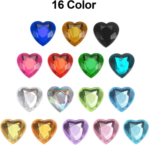 Miniatura 5 de MECCANIXITY 20 piezas de diamantes de imitación acrílicos de corazón de 0.787 pulgadas (0.787 in) con parte trasera plana, gemas de plástico
