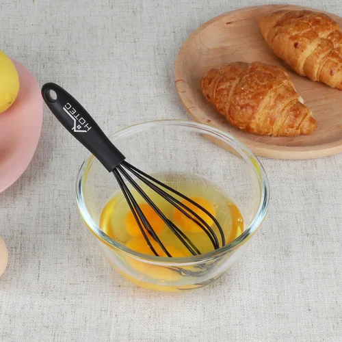 Miniatura 8 de HOTEC Juego de 4 batidores de silicona, batidores de alambre para cocinar huevos, batidor de mango antideslizante para utensilios de cocina