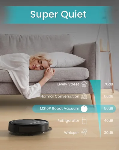 Miniatura 7 de Lefant Robot aspirador M210, tiempo de funcionamiento de 120 minutos, diseño compacto, potente succión, bajo ruido, Wi-Fi/aplicación/control de voz
