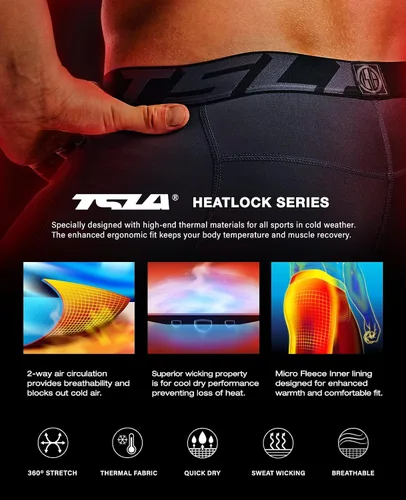 Miniatura 7 de TSLA - Paquete de 1 o 2 pantalones térmicos de compresión para hombre, leggings deportivos y mallas para correr pantalones para usar como primera