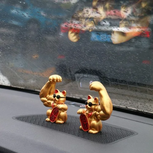 Miniatura 6 de Fenteer Muscle Arm Lucky Fortune Cat Figurine Esculturas Cabeza Abrir vigorosamente Tienda de regalos Esculturas Fortuna Riqueza Acogedora Gato