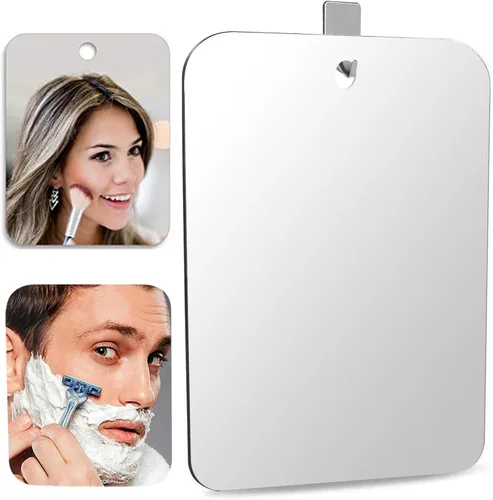 Miniatura 10 de Espejo de ducha para afeitar, acrílico, pequeño, para viajes, maquillaje, baño, para colgar en la pared, espejo de plástico para mujeres y hombres