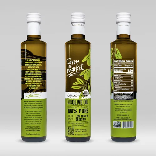 Miniatura 2 de Farm To Market Aceite de oliva virgen extra 100% puro orgánico y sin OMG, prensado en frío, saludable, sin químicos cargado con antioxidantes