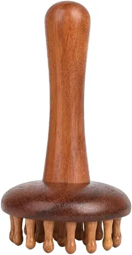 OULIGET Herramienta de masaje de punto de gatillo de madera, masajeador de cabeza de peine de sándalo, herramienta de peine Gua Sha para dolor de