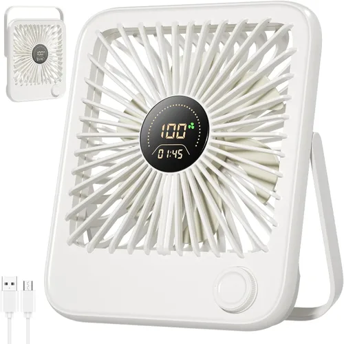 Miniatura 9 de Shintrend Ventilador de viaje portátil recargable, ventilador de escritorio USB con 100 velocidades de viento, ventilador pequeño con pantalla