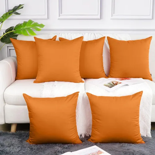 Miniatura 16 de Coddsmz Paquete de 6 fundas de almohada decorativas 100% algodón, fundas de cojín cuadradas de Navidad sólidas para el hogar, cama, sofá, día