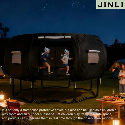 Miniatura 7 de JINLI Tienda de campaña redonda para cama elástica de 12 pies (solo tienda), cubierta de sombrilla para cama elástica de tela Oxford, adecuada