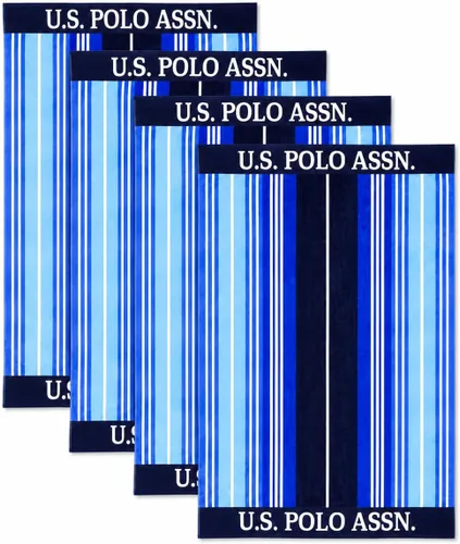 Miniatura 41 de U.S. Polo Assn. Toalla de playa de gran tamaño (40 x 70 pulgadas), diseño náutico a rayas, de lujo, algodón de felpa de calidad de hotel para baño