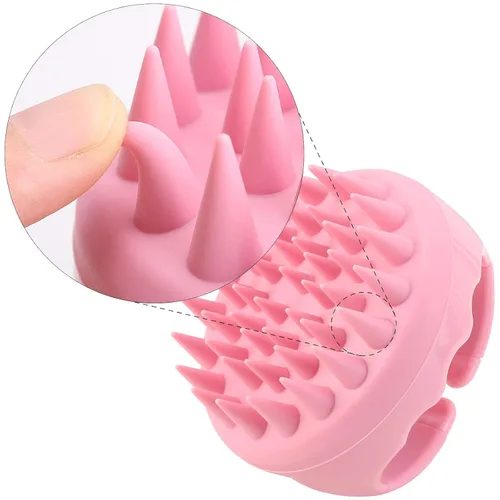 Miniatura 2 de BTYMS Cepillo De Champú De Cuero Cabelludo De Silicona Para El Cabello Cepillo De Limpieza Exfoliante Cepillo De Limpieza Para La Ducha - Rosa