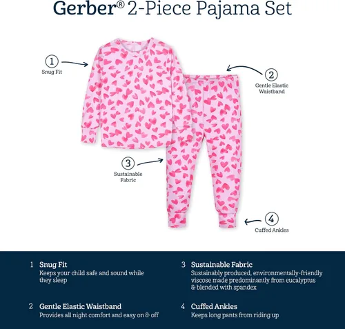 Miniatura 6 de Gerber Unisex Baby Toddler Buttery Soft 2-Piece Snug Fit Pajamas with Viscose Made from Eucalyptus