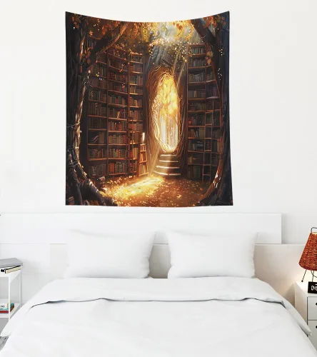 Miniatura 78 de EMMTEEY Tapiz de pared con bosque - Árbol de pino verde y niebla, arte de pared natural, 80x60 pulgadas, tapiz grande de estilo bohemio para sala