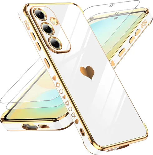 Miniatura 50 de LeYi for Moto G 5G 2025 Case: with Tempered Glass Screen Protector [2 Pcs]+ Full Camera Lens Protection,Love Heart Plating Cute Luxury Soft TPU