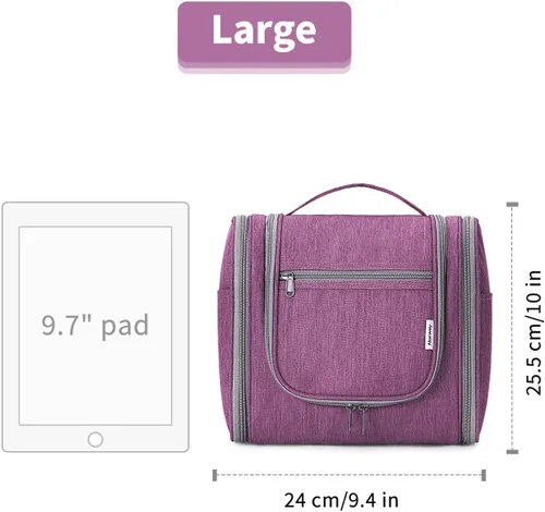 Miniatura 7 de Narwey - Neceser de viaje colgante, organizador de maquillaje y productos cosméticos para mujeres y hombres, Aa-morado., L