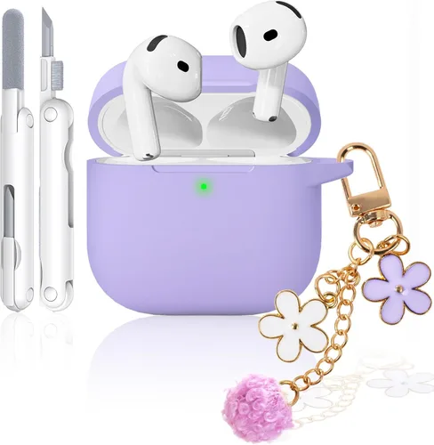 Miniatura 15 de Funda para AirPods Pro 2 con bonito llavero y bolígrafo de limpieza, funda de silicona suave para AirPods Pro de 2ª/1ª generación para mujeres