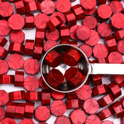 Miniatura 3 de SWANGSA Kit de 360 cuentas de cera de sellado rojo vino con 2 velas de té y 1 cuchara de fusión de cera para sello de cera (rojo vino)