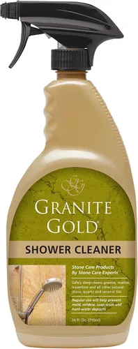 Granite Gold Spray limpiador de ducha para superficies de cuarzo, granito, mármol, cerámica y otras superficies de piedra, fabricado en los Estados