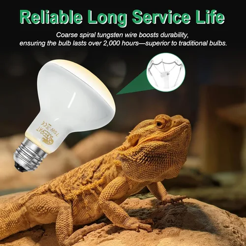 Miniatura 3 de Paquete de 2 bombillas incandescentes de luz solar simulada de 75 W para dragones barbudos, geckos, iguanas, lagartos, anfibios y mascotas pequeñas