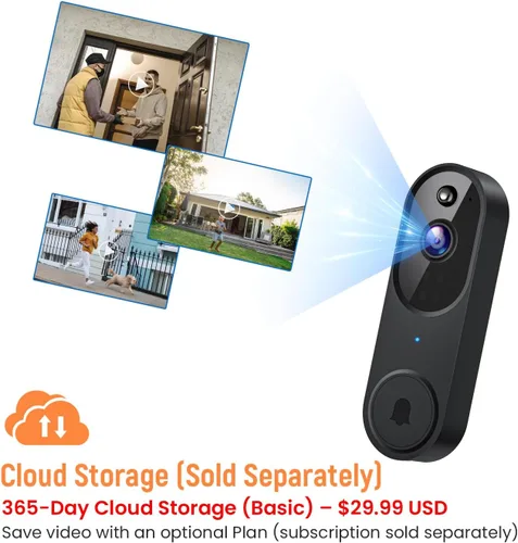 Miniatura 7 de GridTera Cámara de timbre de video inteligente inalámbrica, detección humana con IA y alertas instantáneas, visión nocturna, audio de 2 vías
