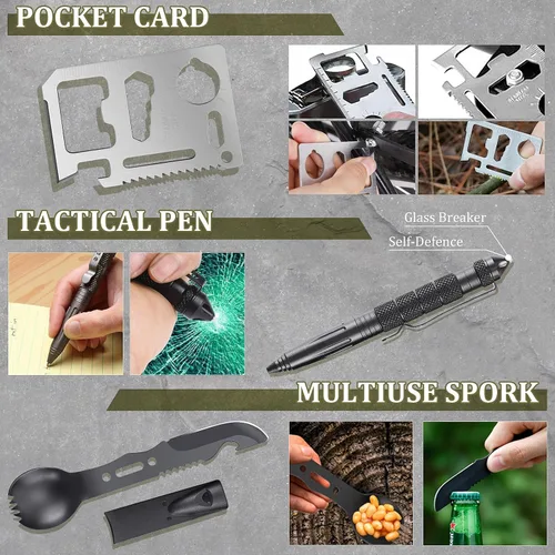 Miniatura 3 de Regalos para hombres, Navidad, papá, marido, novio, él, kits de supervivencia, equipo de supervivencia 14 en 1, artículos esenciales para camping