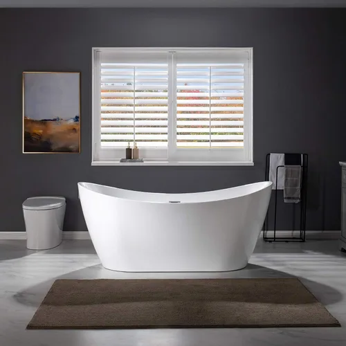 Miniatura 24 de WOODBRIDGE BTA1516 BG - Bañera independiente de acrílico de 59 pulgadas, bañera blanca de remojo contemporáneo con desbordamiento y drenaje de oro