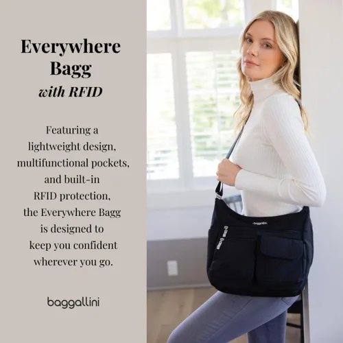 Miniatura 2 de Baggallini womens Everywhere Bagg Crossbody Women 11x9 Lightweight Nylon Hobo Water-resistant Travel Bag W/Rfid