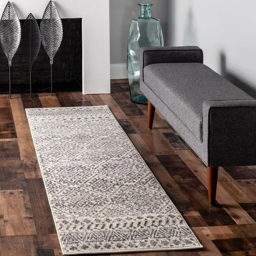 Nuloom Camila - Alfombra de pasillo duradera para dormitorio, sala de estar, comedor, estudio, vestíbulo, entrada, 2 x 6 pies, color blanco