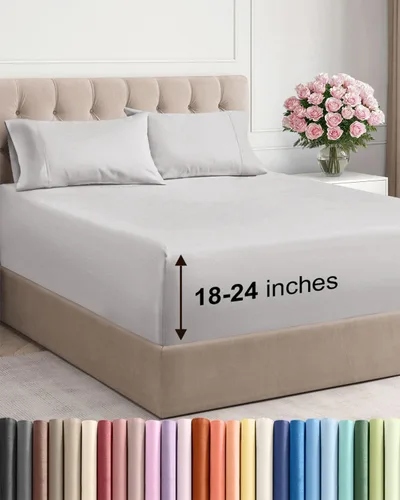 Miniatura 81 de Sábanas King divididas con bolsillos extra profundos, sábanas transpirables y refrescantes de 5 piezas, sábanas de lujo para hotel, suaves, sin 22