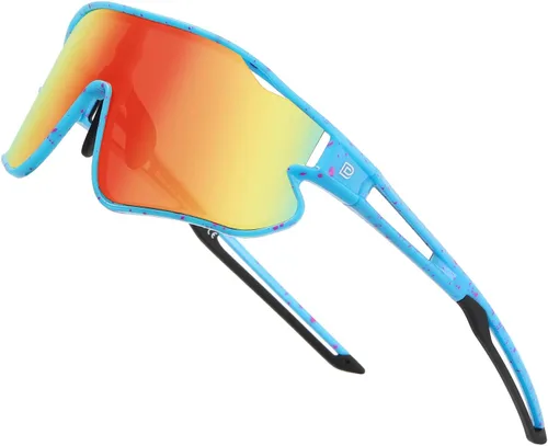 DUCO Gafas de sol para niños y jóvenes, ligeras, con montura TR90, UV400, para béisbol, ciclismo, para niños y niñas, DK268 02-azul Marco Colorido