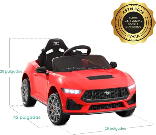 Miniatura 9 de Best Choice Products Carro de paseo eléctrico para niños de 12 V con licencia oficial Ford Mustang con control parental, luces LED, 2 velocidades