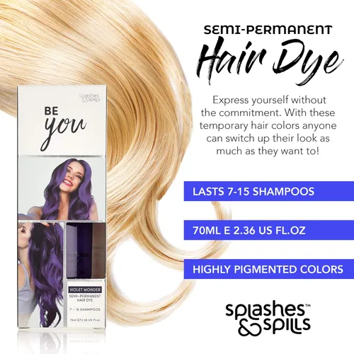 Miniatura 2 de Splashes and Spills - Tinte violeta semipermanente para el cabello, vibrante 2.36 onzas, sin amoniaco ni peróxido, tóner vegano y 100% libre