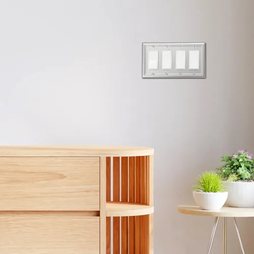 Miniatura 5 de OKAWYC Cubierta Cuádruple para Interruptor de Luz Decorativo Placa de Pared de Metal Adler, Paquete de 2 Níquel Cepillado 4 Gang Cuádruple Rocker