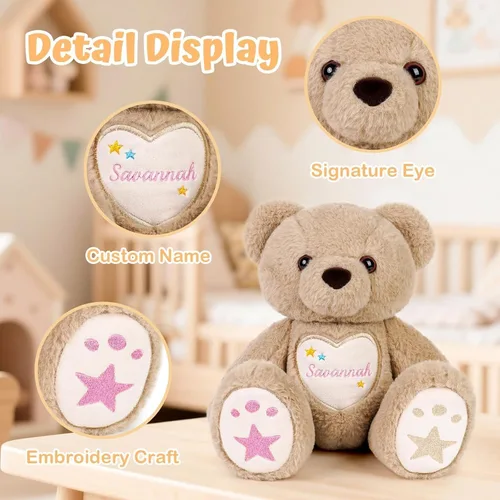 Miniatura 4 de Oso de Peluche Personalizado con Bordado de Nombre – Oso de Peluche Personalizado de 14" para Niños Pequeños de 1-10 Años, Lindo Cumpleaños Oso