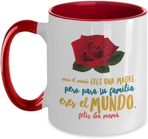Taza de café para regalo de mamá en el día de la madrem, obsequio para mami en su día o para madrasta en su cumpleaños Rojo