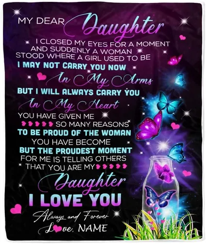Miniatura 15 de Manta personalizada con texto en inglés «To My Amazing Daughter from Mom Dad Lion Never Forget I Love You Daughter», manta de forro polar