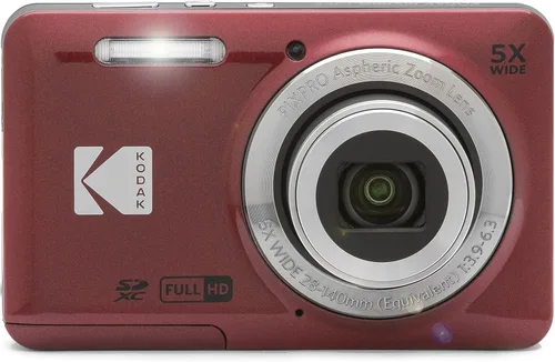 Miniatura 4 de Kodak PIXPRO FZ55 - Cámara digital (rojo) + Tarjeta de memoria de 32GB + Estuche para cámara Point and Shoot + Monopié extensible + Lápiz limpiador
