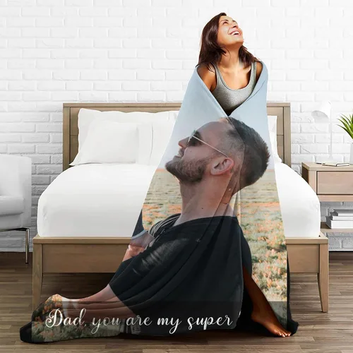 Miniatura 3 de Mantas personalizadas con fotos para mujeres y hombres, regalos de cumpleaños conmemorativos, manta personalizada de franela suave con mis propias