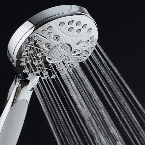 Miniatura 5 de Cabezal de ducha de mano de lujo de alta presión de 6 ajustes – Manguera de acero inoxidable extralarga de 6 pies – Chorros anti-obstrucción – Cromo