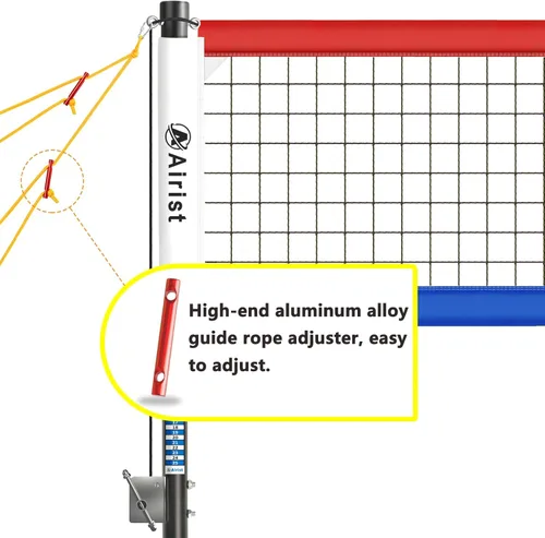 Miniatura 5 de Red de Voleibol de Servicio Pesado para Exteriores con Sistema de Acero Anti-Combado, Postes de Aluminio Ajustables, Juego de Redes Profesionales