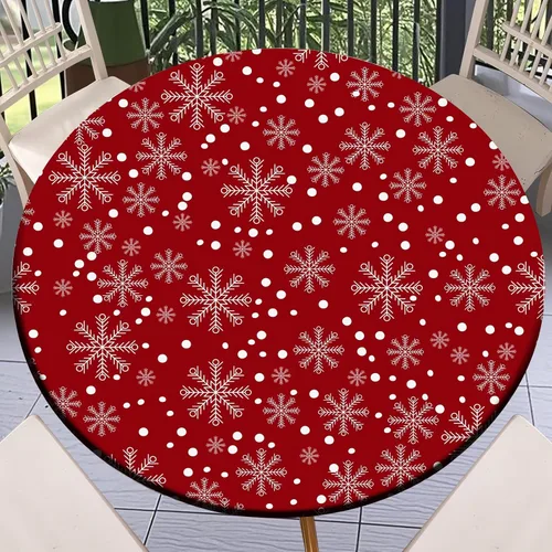 Miniatura 57 de Round Fitted Tablecloth with Elastic Outdoor Table Cover Round Elastic Tablecloths for Tables Waterproof Wipeable Table Cloths for